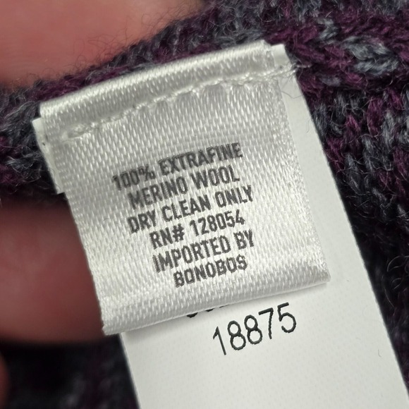 Bonobos Sweater Mens XL Purple Chevron Merino Wool 1/4 Zip Long Sleeve - Picture 6 of 13